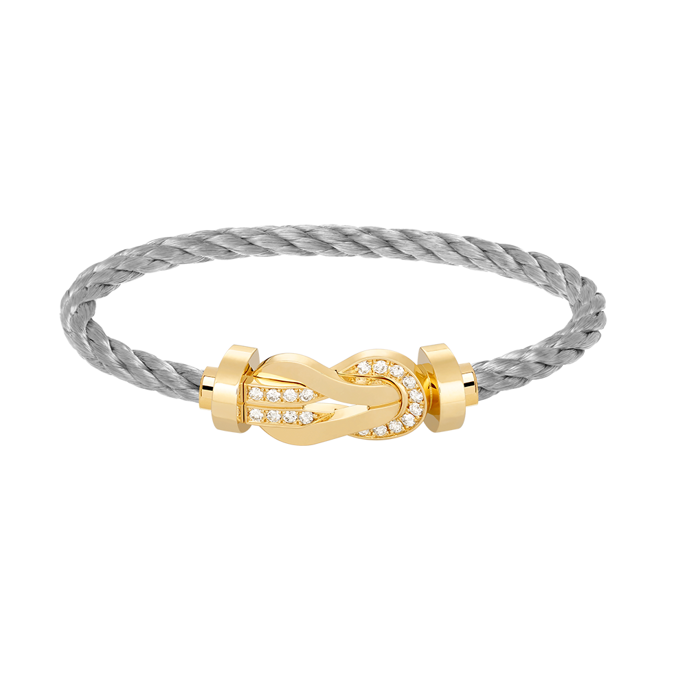 [Royal Jewelry]CHANCE LARGE 8 FIGURE BUCKLE HALF DIAMOND BRACELET GOLD