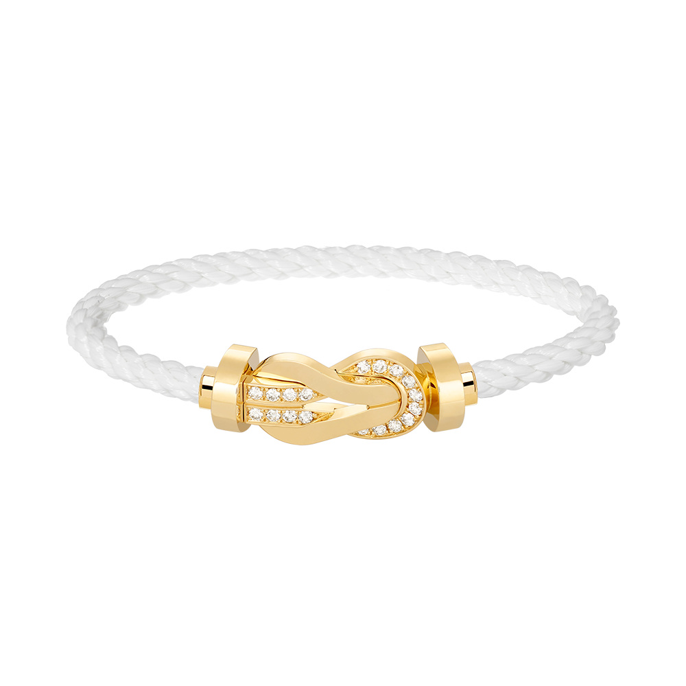 [Royal Jewelry]CHANCE LARGE 8 FIGURE BUCKLE HALF DIAMOND BRACELET GOLD