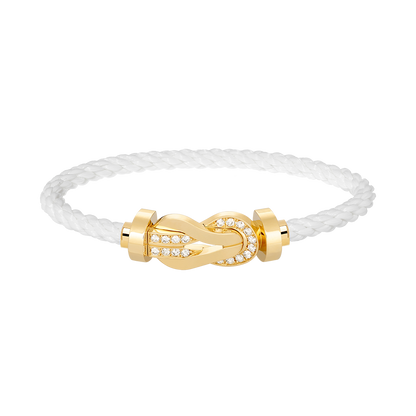 [Royal Jewelry]CHANCE LARGE 8 FIGURE BUCKLE HALF DIAMOND BRACELET GOLD