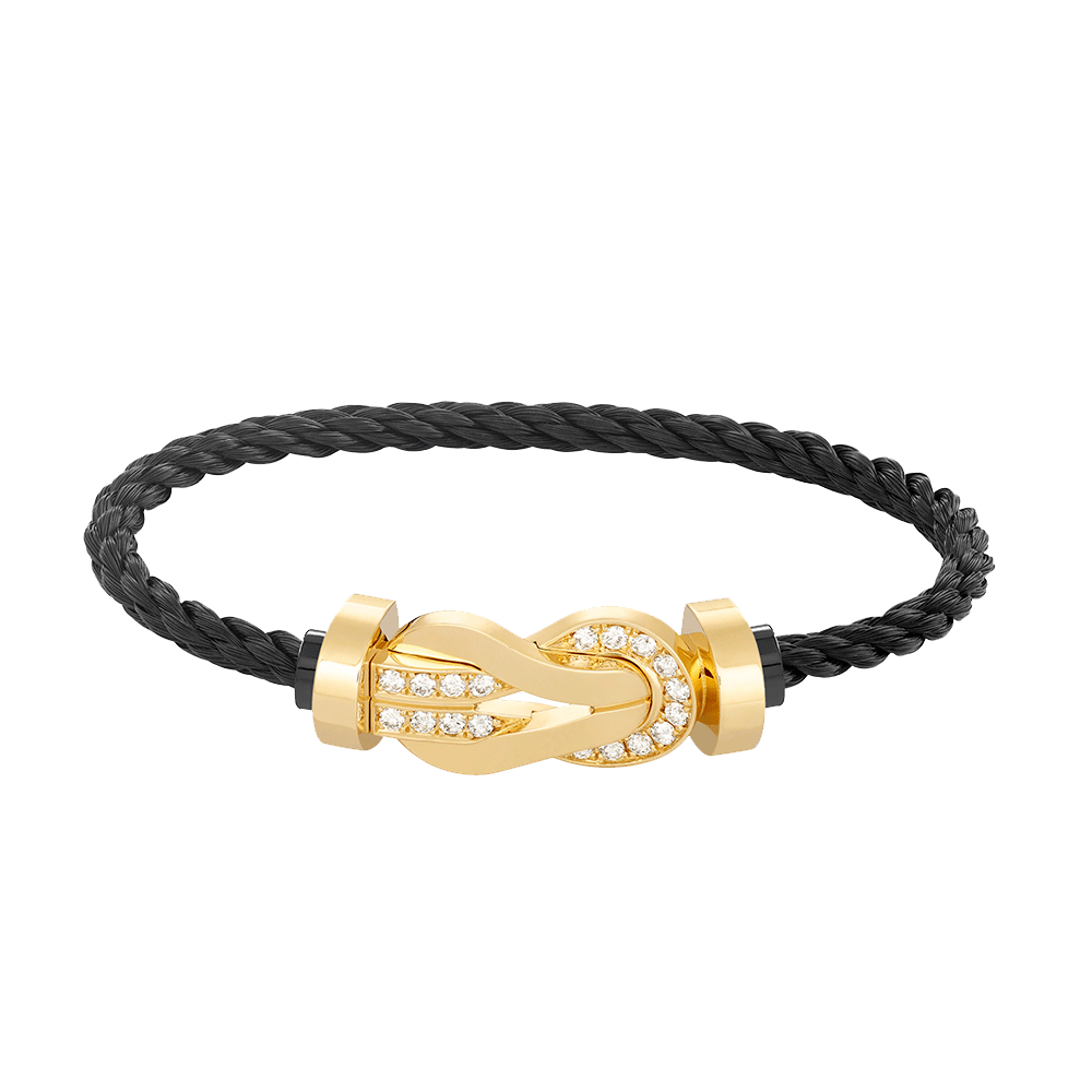 [Royal Jewelry]CHANCE LARGE 8 FIGURE BUCKLE HALF DIAMOND BRACELET GOLD