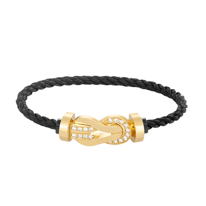 [Royal Jewelry]CHANCE LARGE 8 FIGURE BUCKLE HALF DIAMOND BRACELET GOLD