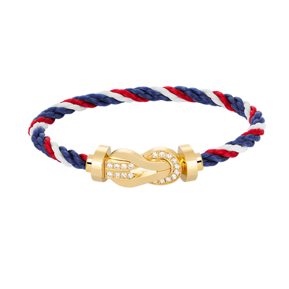 [Royal Jewelry]CHANCE LARGE 8 FIGURE BUCKLE HALF DIAMOND BRACELET GOLD