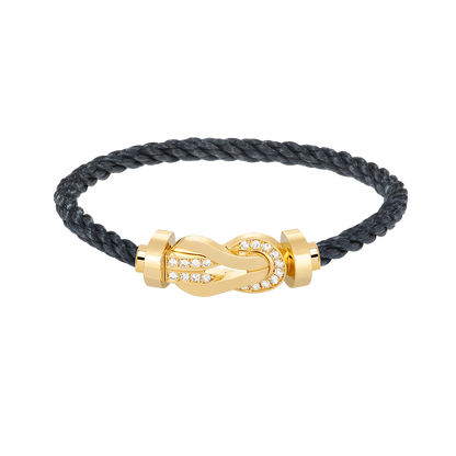 [Royal Jewelry]CHANCE LARGE 8 FIGURE BUCKLE HALF DIAMOND BRACELET GOLD