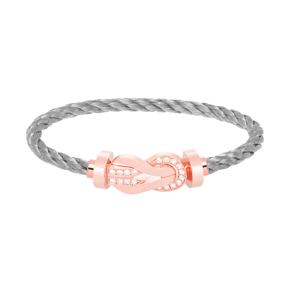 [Royal Jewelry]CHANCE LARGE 8 FIGURE BUCKLE HALF DIAMOND BRACELET ROSE GOLD
