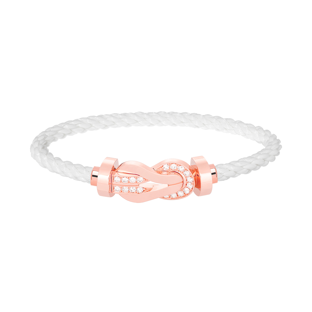 [Royal Jewelry]CHANCE LARGE 8 FIGURE BUCKLE HALF DIAMOND BRACELET ROSE GOLD