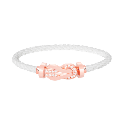 [Royal Jewelry]CHANCE LARGE 8 FIGURE BUCKLE HALF DIAMOND BRACELET ROSE GOLD