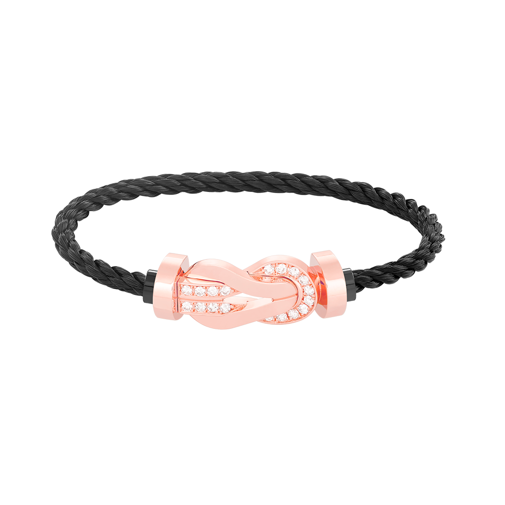 [Royal Jewelry]CHANCE LARGE 8 FIGURE BUCKLE HALF DIAMOND BRACELET ROSE GOLD