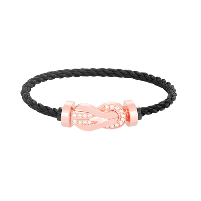 [Royal Jewelry]CHANCE LARGE 8 FIGURE BUCKLE HALF DIAMOND BRACELET ROSE GOLD