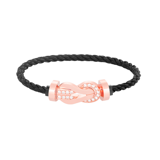 [Royal Jewelry]CHANCE LARGE 8 FIGURE BUCKLE HALF DIAMOND BRACELET ROSE GOLD