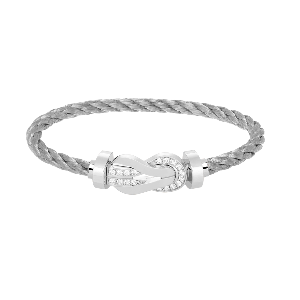 [Royal Jewelry]CHANCE LARGE 8 FIGURE BUCKLE HALF DIAMOND BRACELET SILVER