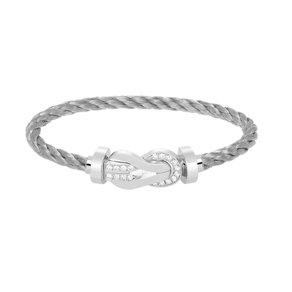 [Royal Jewelry]CHANCE LARGE 8 FIGURE BUCKLE HALF DIAMOND BRACELET SILVER