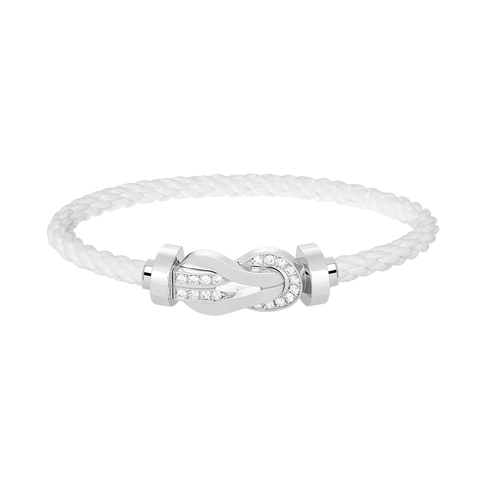 [Royal Jewelry]CHANCE LARGE 8 FIGURE BUCKLE HALF DIAMOND BRACELET SILVER