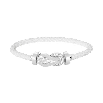 [Royal Jewelry]CHANCE LARGE 8 FIGURE BUCKLE HALF DIAMOND BRACELET SILVER