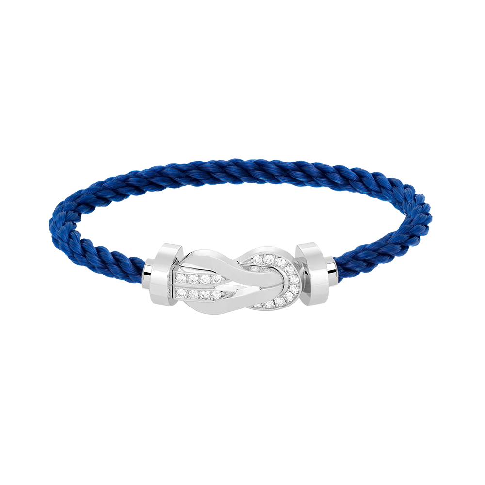 [Royal Jewelry]CHANCE LARGE 8 FIGURE BUCKLE HALF DIAMOND BRACELET SILVER