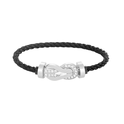 [Royal Jewelry]CHANCE LARGE 8 FIGURE BUCKLE HALF DIAMOND BRACELET SILVER