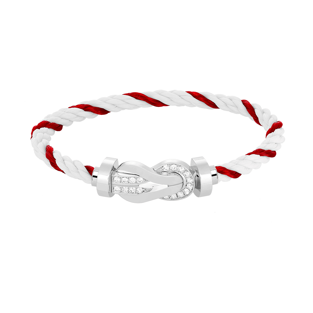 [Royal Jewelry]CHANCE LARGE 8 FIGURE BUCKLE HALF DIAMOND BRACELET SILVER