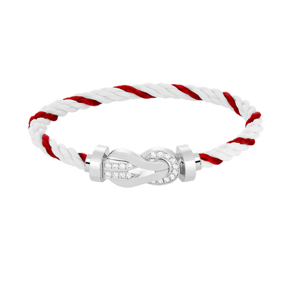 [Royal Jewelry]CHANCE LARGE 8 FIGURE BUCKLE HALF DIAMOND BRACELET SILVER
