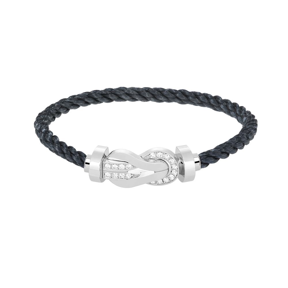 [Royal Jewelry]CHANCE LARGE 8 FIGURE BUCKLE HALF DIAMOND BRACELET SILVER