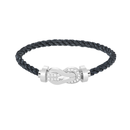 [Royal Jewelry]CHANCE LARGE 8 FIGURE BUCKLE HALF DIAMOND BRACELET SILVER