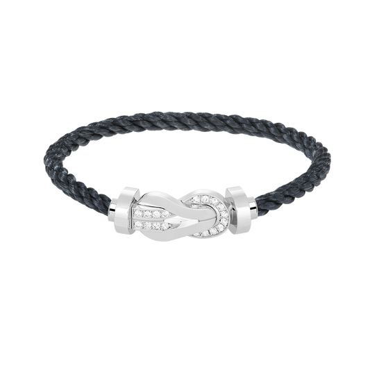 [Royal Jewelry]CHANCE LARGE 8 FIGURE BUCKLE HALF DIAMOND BRACELET SILVER