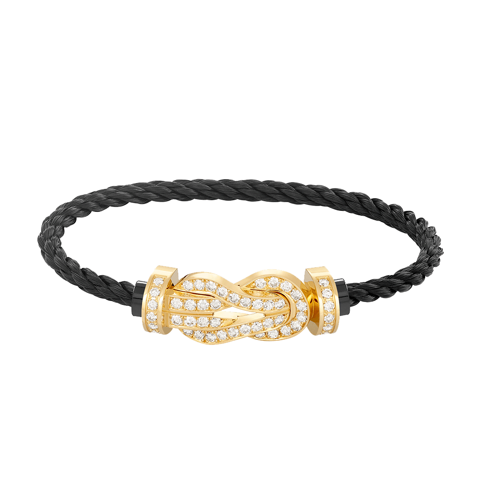 [Royal Jewelry]CHANCE LARGE 8 FIGURE BUCKLE FULLDIAMOND BRACELET GOLD
