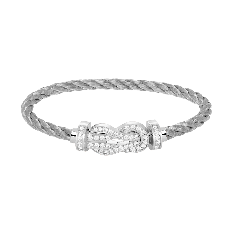 [Royal Jewelry]CHANCE LARGE 8 FIGURE BUCKLE FULL DIAMOND BRACELET SILVER