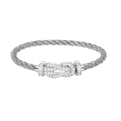 [Royal Jewelry]CHANCE LARGE 8 FIGURE BUCKLE FULL DIAMOND BRACELET SILVER
