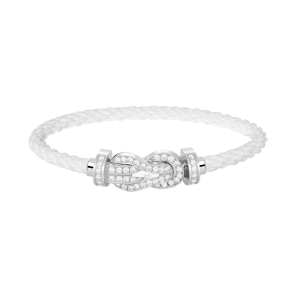 [Royal Jewelry]CHANCE LARGE 8 FIGURE BUCKLE FULL DIAMOND BRACELET SILVER