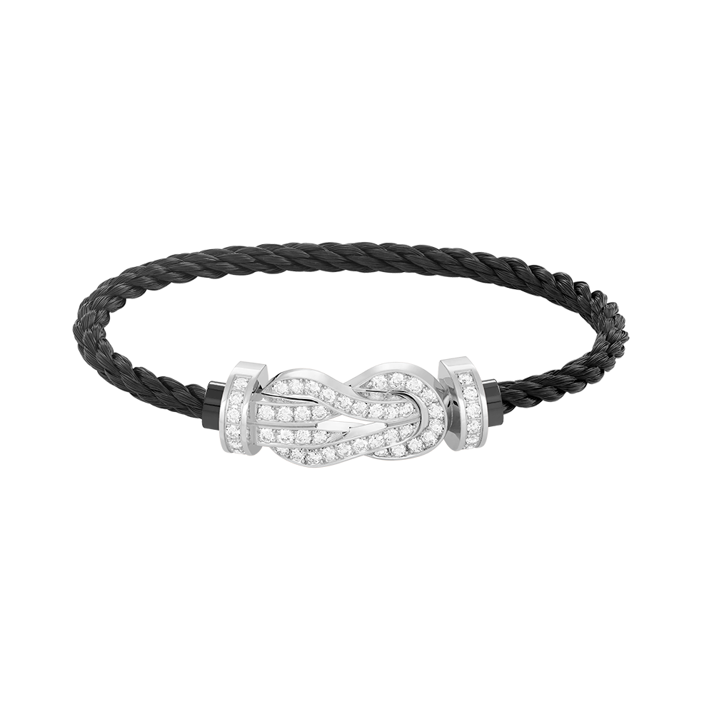 [Royal Jewelry]CHANCE LARGE 8 FIGURE BUCKLE FULL DIAMOND BRACELET SILVER