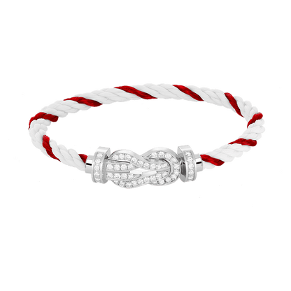 [Royal Jewelry]CHANCE LARGE 8 FIGURE BUCKLE FULL DIAMOND BRACELET SILVER