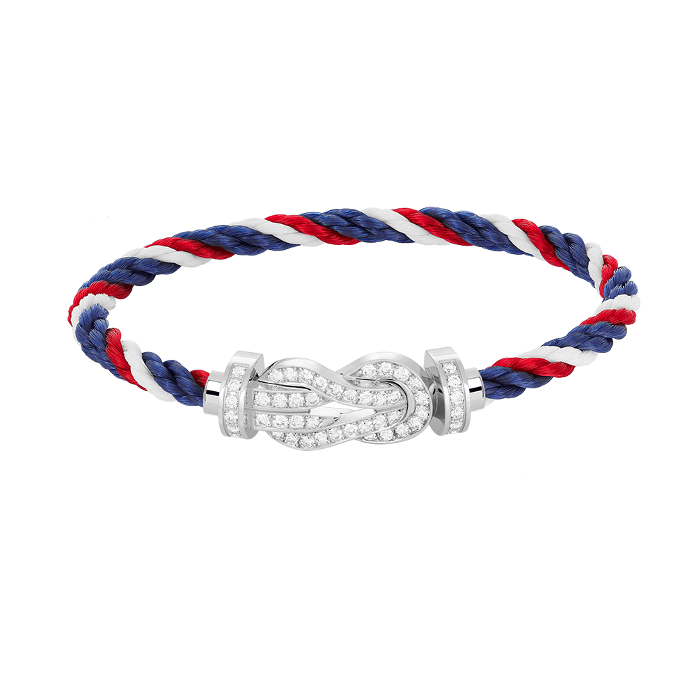 [Royal Jewelry]CHANCE LARGE 8 FIGURE BUCKLE FULL DIAMOND BRACELET SILVER
