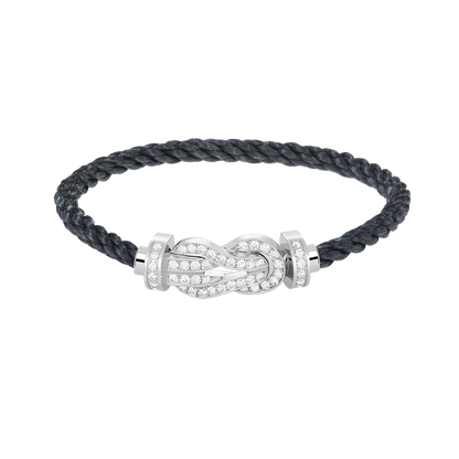 [Royal Jewelry]CHANCE LARGE 8 FIGURE BUCKLE FULL DIAMOND BRACELET SILVER