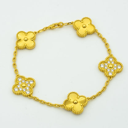 [Royal Jewelry]CLOVER BRACELET 5 MOTIFS GOLD DIAMOND
