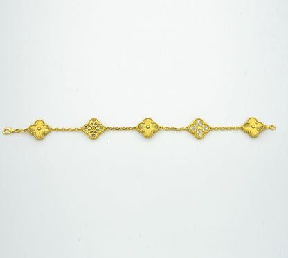 [Royal Jewelry]CLOVER BRACELET 5 MOTIFS GOLD DIAMOND