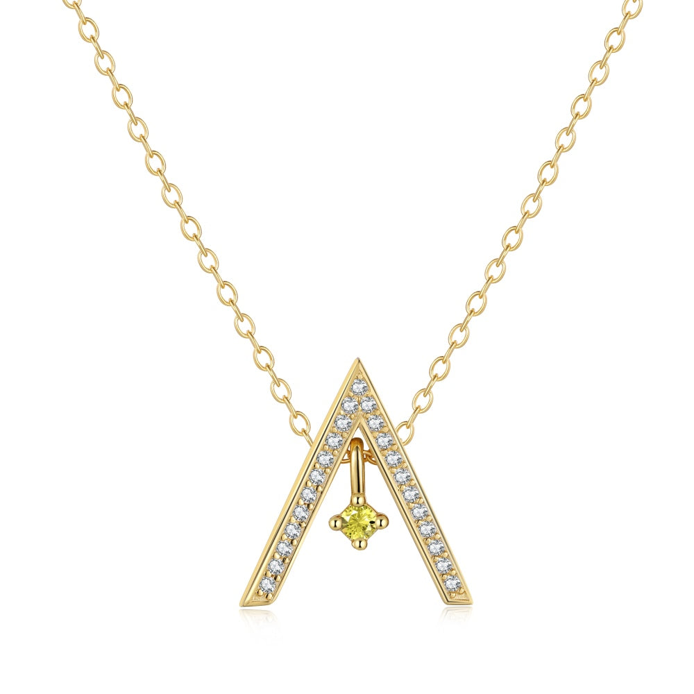 [Royal Jewelry]Sparkling "A" Shape Necklace