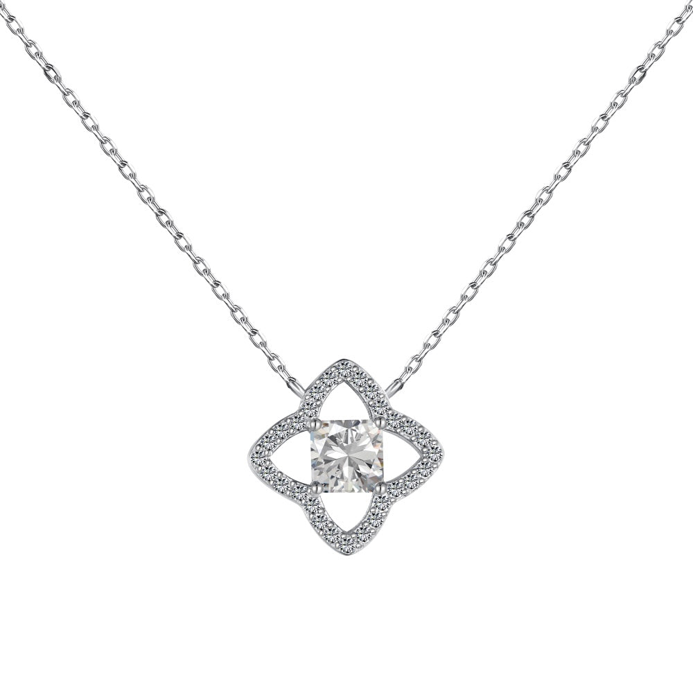 [Royal Jewelry]Exquisite Flower Shape Princess Cut Necklace