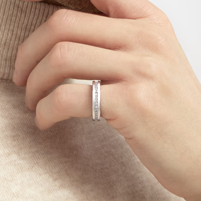 [Royal Jewelry]ZERO 1 ONE-BAND PAVED DIAMONDS ON THE SPIRAL RING
