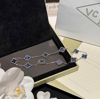 [Royal Jewelry]CLOVER 10 MOTIFS BIDE STONE NECKLACE