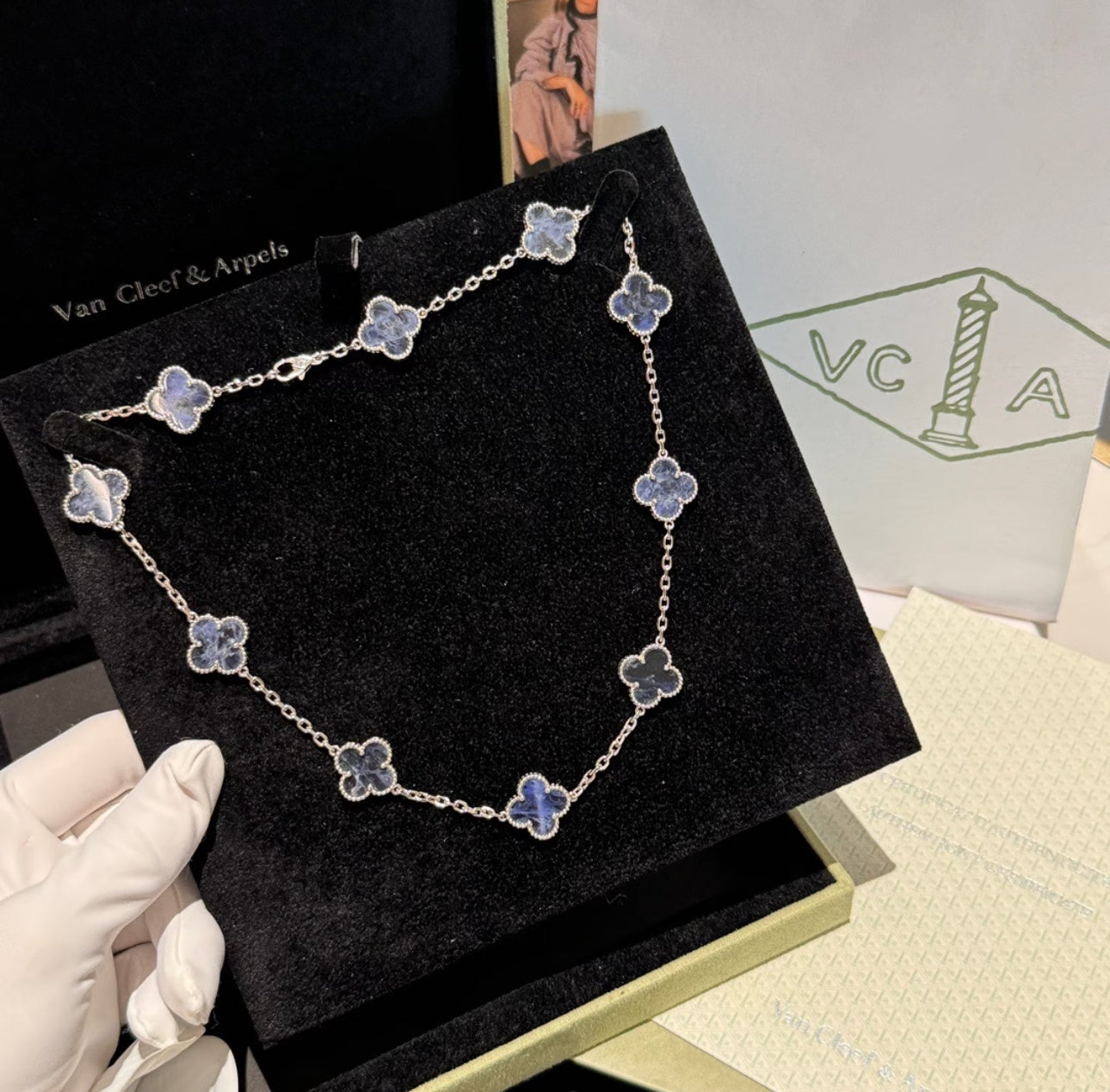 [Royal Jewelry]CLOVER 10 MOTIFS BIDE STONE NECKLACE