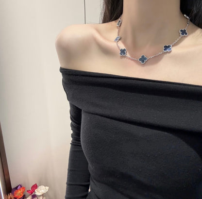 [Royal Jewelry]CLOVER 10 MOTIFS BIDE STONE NECKLACE
