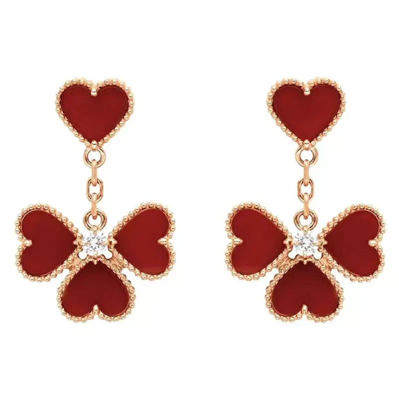 [Royal Jewelry]SWEET CLOVER CARNELIAN EARRINGS