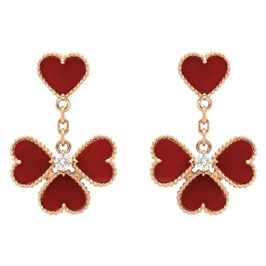 [Royal Jewelry]SWEET CLOVER CARNELIAN EARRINGS
