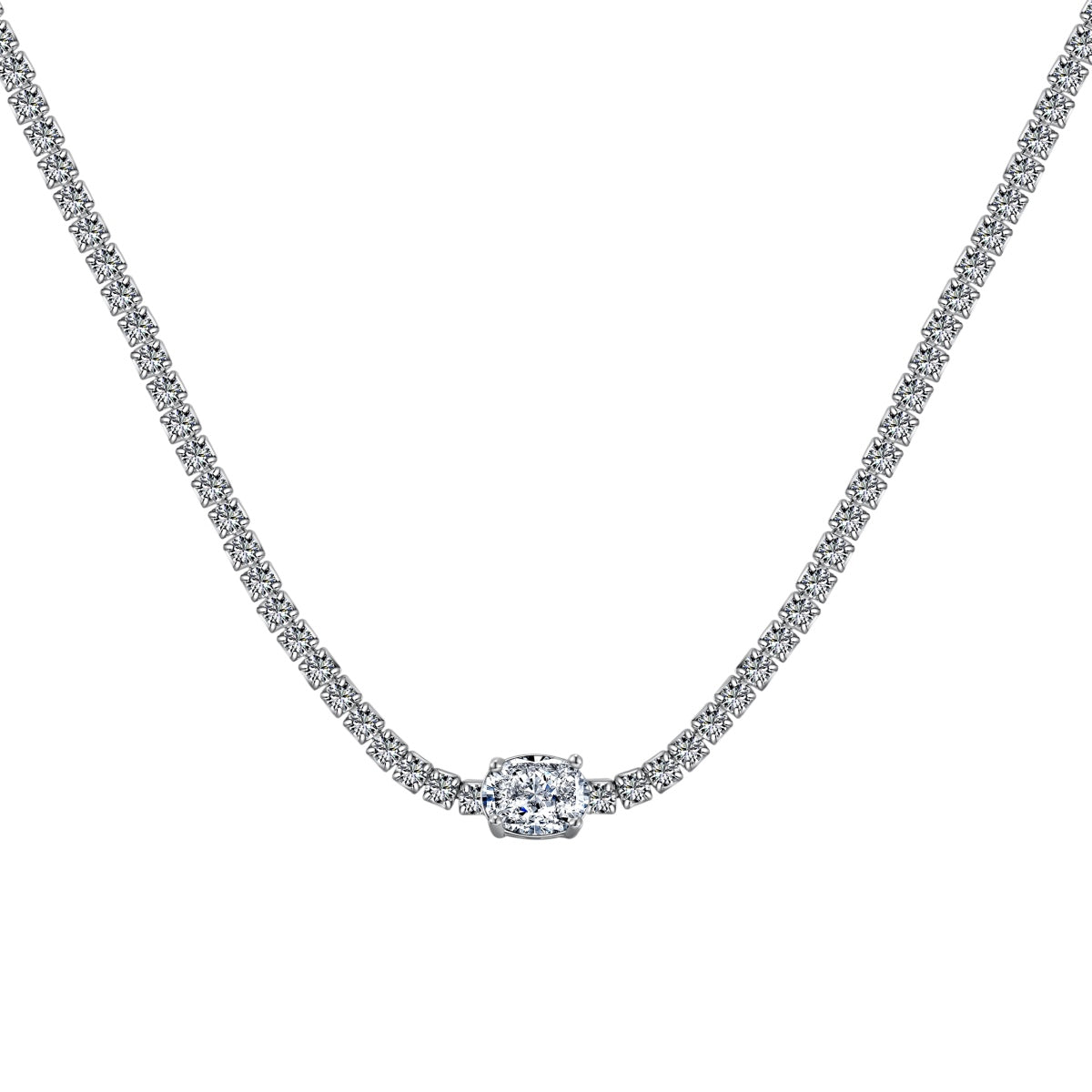 [Royal Jewelry]1.0 Carat Shining Oval Cut Necklace