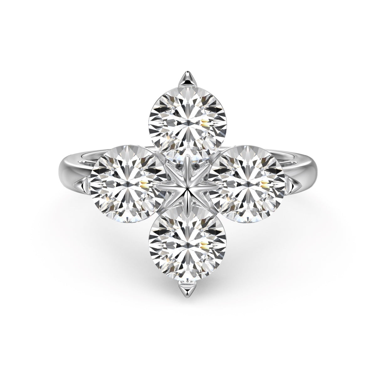 [Royal Jewelry]Four-Leaf Clover Eight-Pointed Star Ring