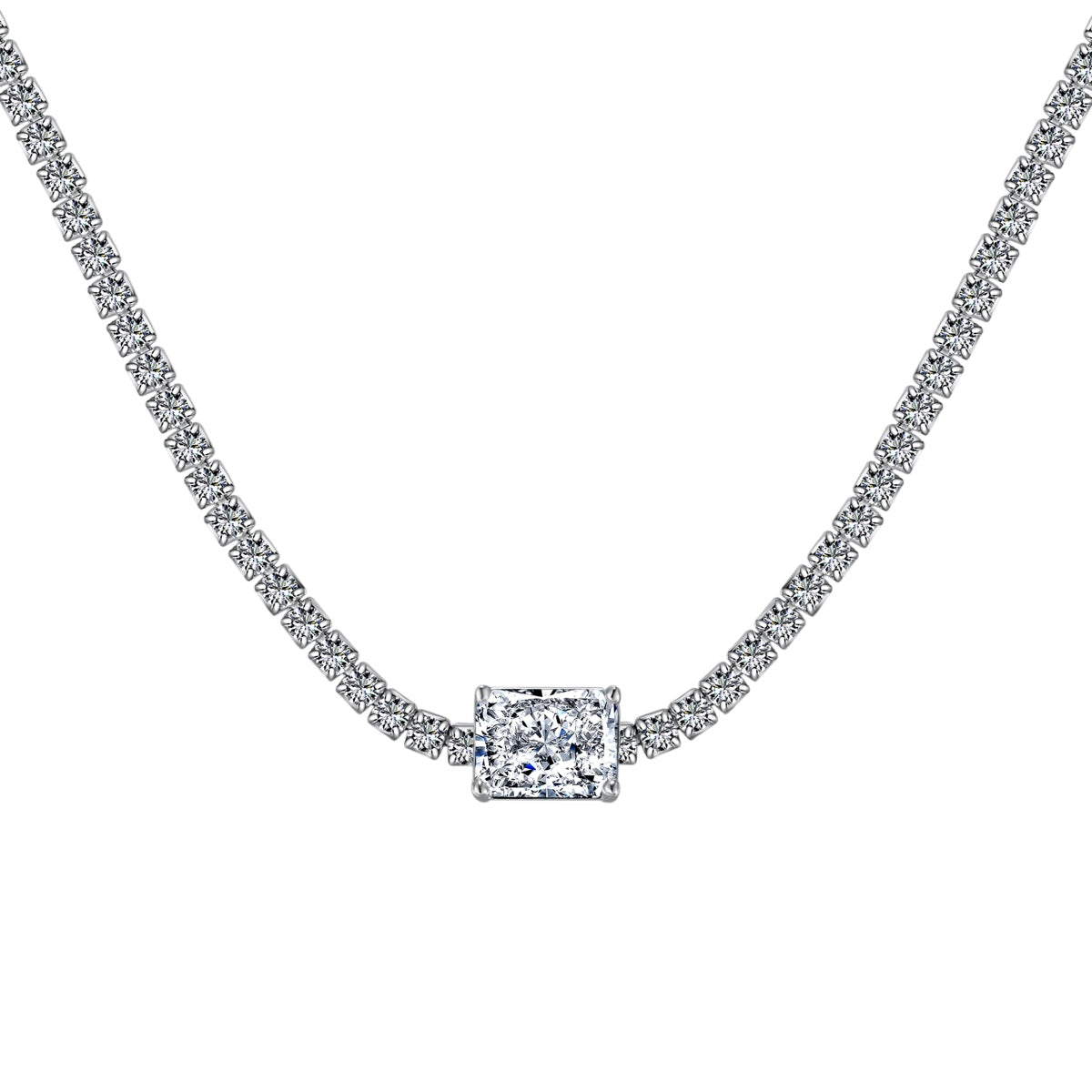 [Royal Jewelry]2.0 carat Ornate Emerald Cut Necklace