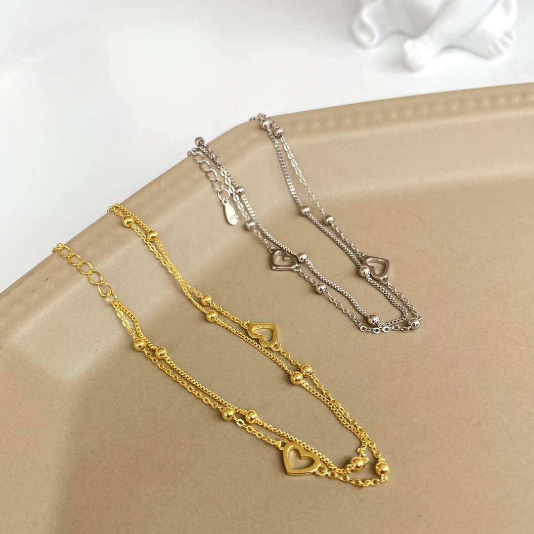 [Royal Jewelry]Dainty Double Layer Love Heart Bracelet