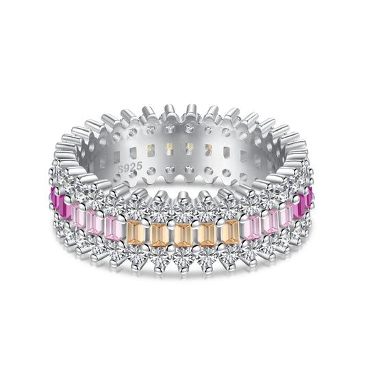 [Royal Jewelry]Ornate Colorful Radiant Cut Daily Ring