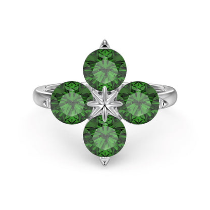 [Royal Jewelry]Four-Leaf Clover Eight-Pointed Star Ring