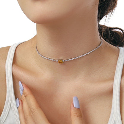 [Royal Jewelry]2.0 carat Ornate Emerald Cut Necklace