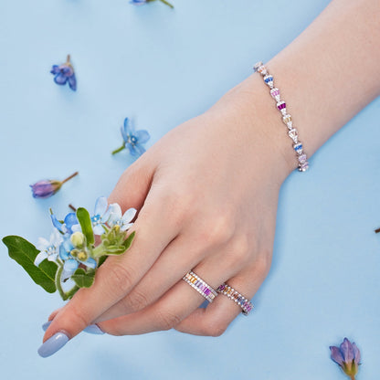 [Royal Jewelry]Dainty Kaleidoscopic Emerald Cut Daily Ring